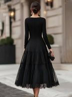 Giselle | Long Sleeve Tiered Lace A-Line Occasion Midi Dress