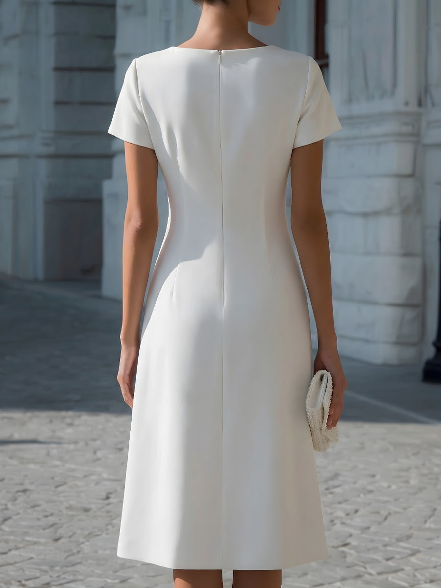 Zara | Women Pleated A-Line Short Sleeve Dress Smart Casual