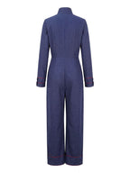 Rosaline | Long Sleeve Wide Leg Denim Jumpsuit Strapless White