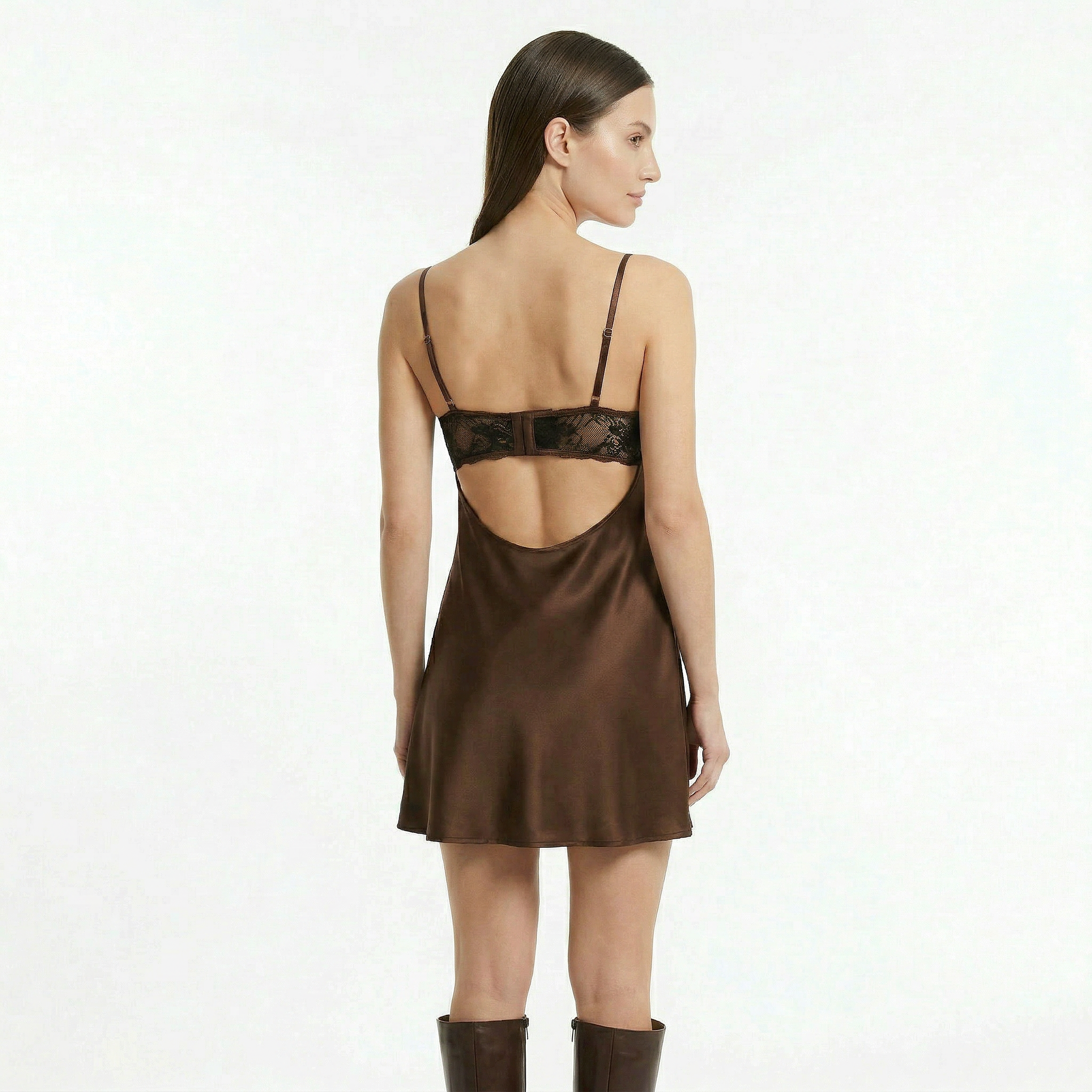 Seraphina | Lace Detail Satin Slip Dress Mini Party Evening