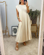 Celestine | Sleeveless Pleated House Dress Elegant Occasion Wear