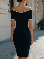 Oriane | Tailored Sheath Off-Shoulder Occasion Dress