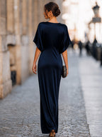Violaine | Batwing Sleeve Evening Wedding Guest Maxi Dress