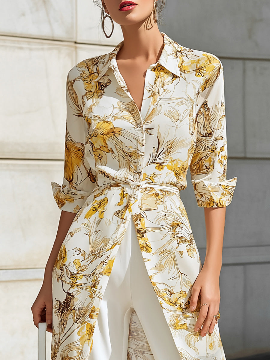 Leonie | Floral Chiffon Garden Party Shirt Dress
