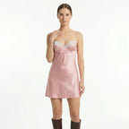 Seraphina | Lace Detail Satin Slip Dress Mini Party Evening