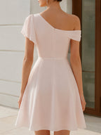 Isadora | Draped One-Shoulder A-Line Mini Cocktail Dress