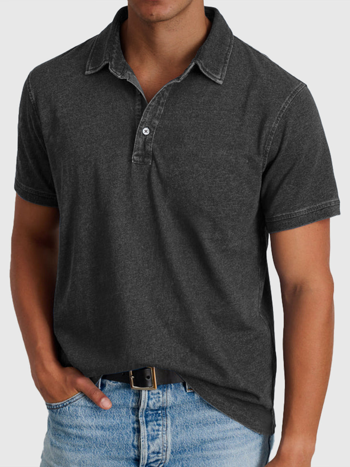 Emile | Men's Denim Short Sleeve Cotton Polo Shirt
