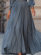 Mathilde | Belted Pleated Midi Garden Party Dress Powder Blue