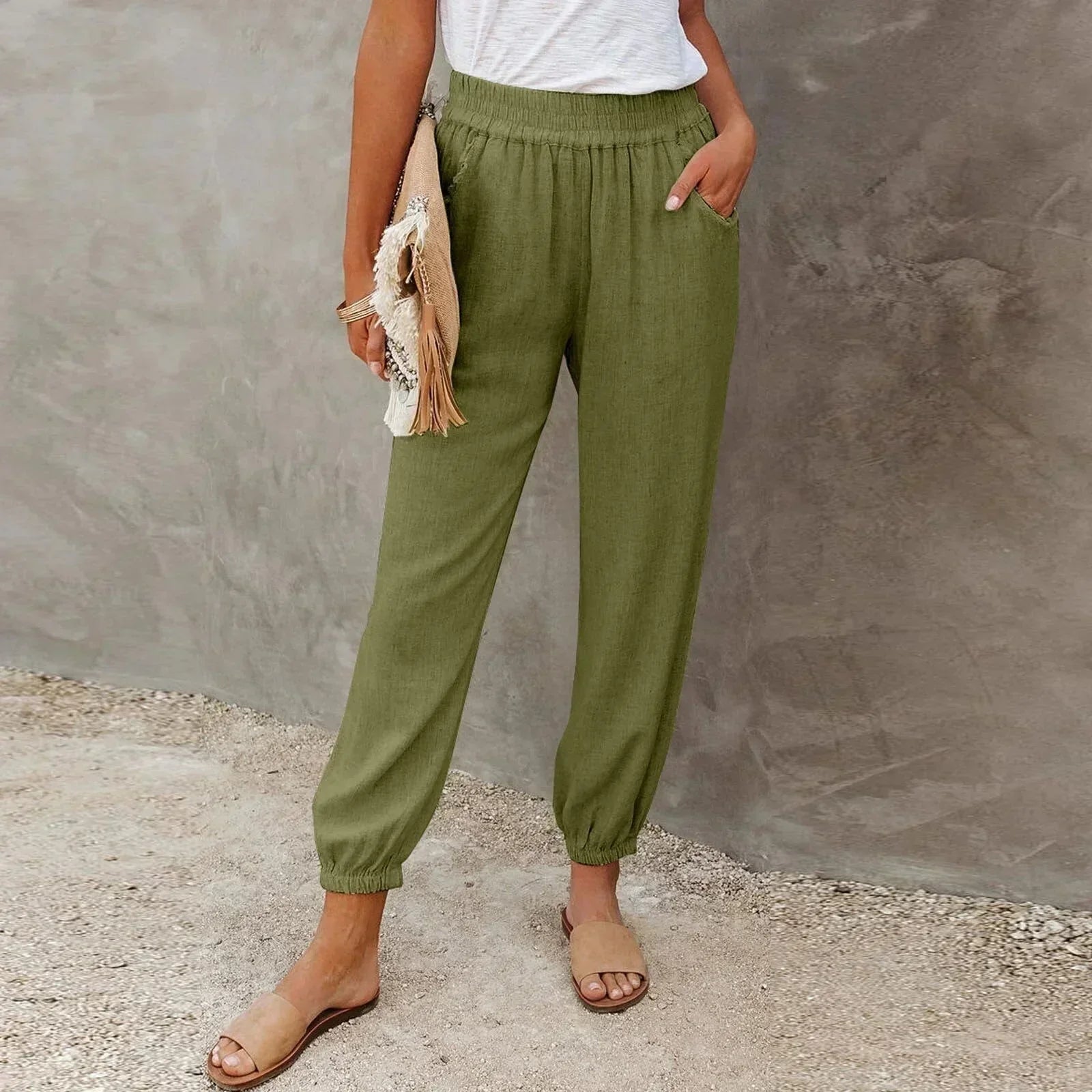 Margaux | Women's Linen Balloon Pants With Smocked Waist