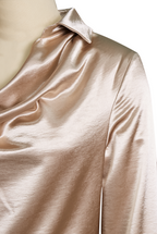 Floriane | Plus Size Ladies Blouse Draped Satin Work Smart Casual