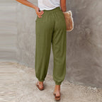 Margaux | Women's Linen Balloon Pants With Smocked Waist
