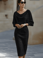 Faustine | Draped Halter Batwing Midi Garden Party Dress