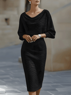 Faustine | Draped Halter Batwing Midi Garden Party Dress