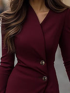 Leonie | Burgundy Wrap Buttoned Midi Dress Coat