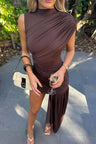 Anouk | Draped High Neck Ruched Bodycon Mini Dress