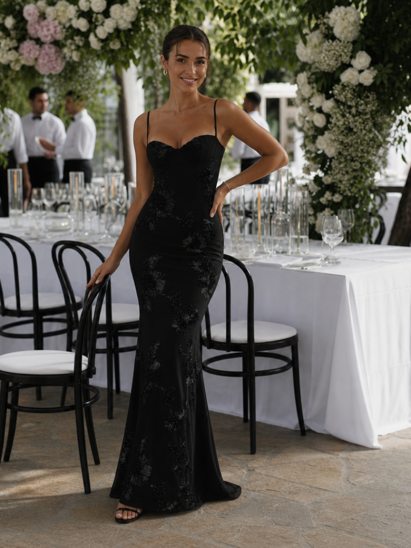 Celestine | Spaghetti Strap Corset Bodice Maxi Dress