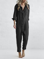 Vivienne | Comfy Long Sleeve Button-Up Jumpsuit for Everyday Wear