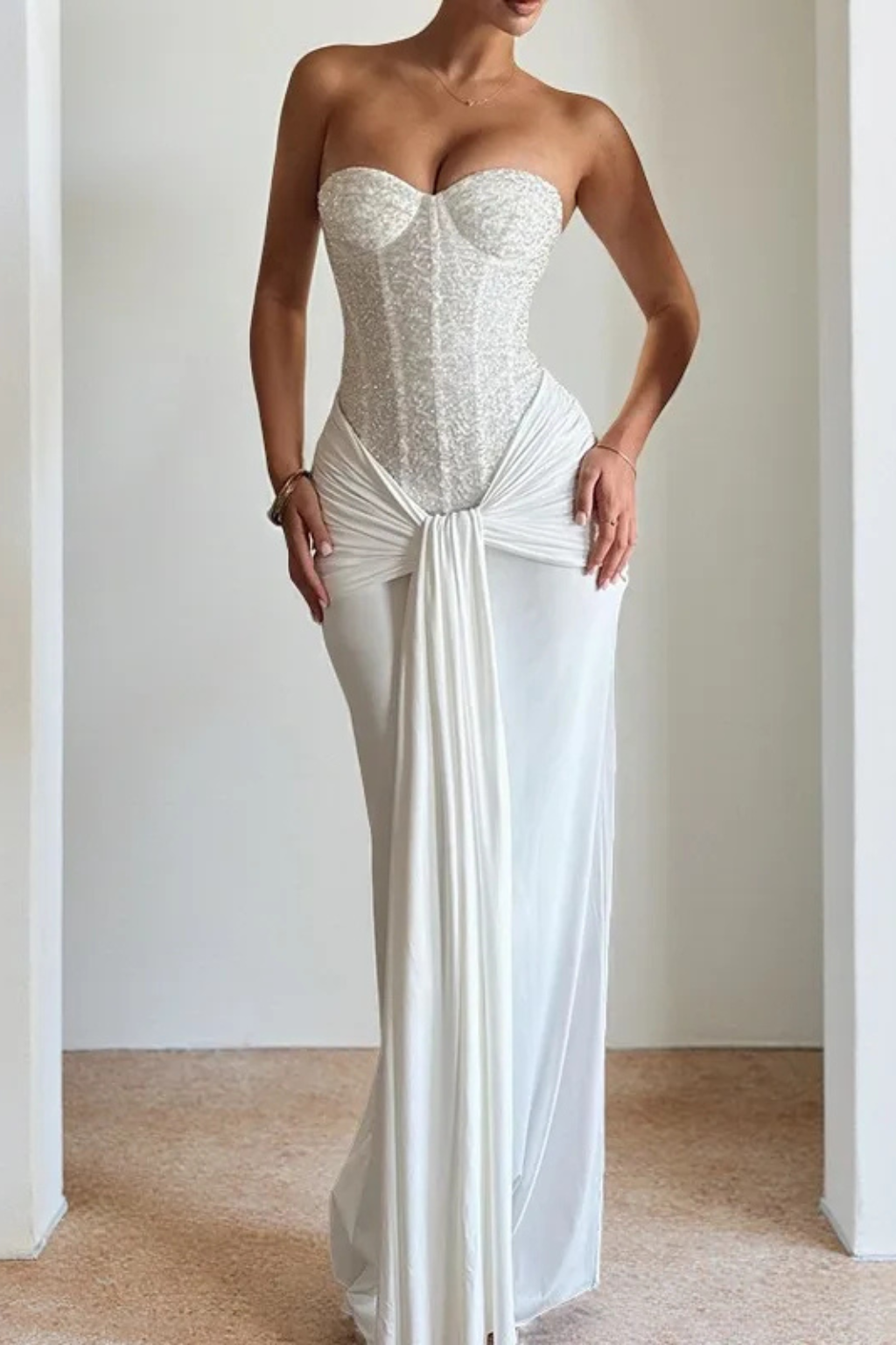 Tatiana | Cinderella Wedding Dress Lace Corset Strapless Maxi