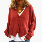 Ingrid | Womens Knit Cardigan Top With Button Front Relaxed Fit