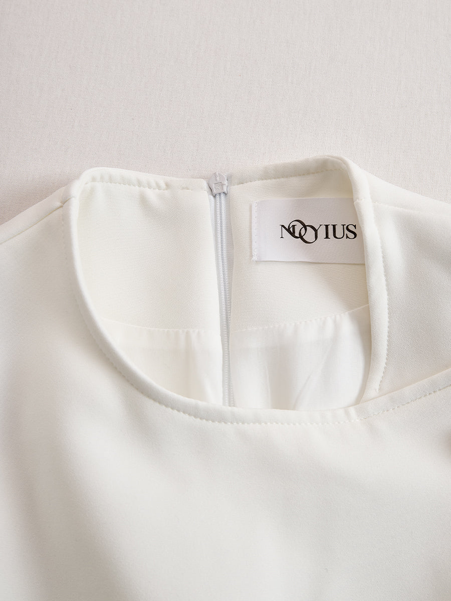 Eulalie | Buttoned Dress Coat Wedding Guest White Tailored
