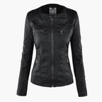 Seraphina | Black Faux Leather Jacket With Faux Fur Trim Detail