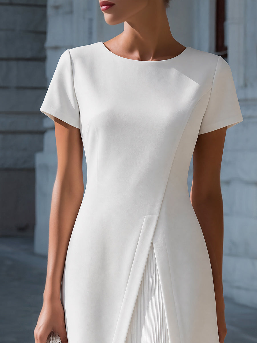 Zara | Women Pleated A-Line Short Sleeve Dress Smart Casual