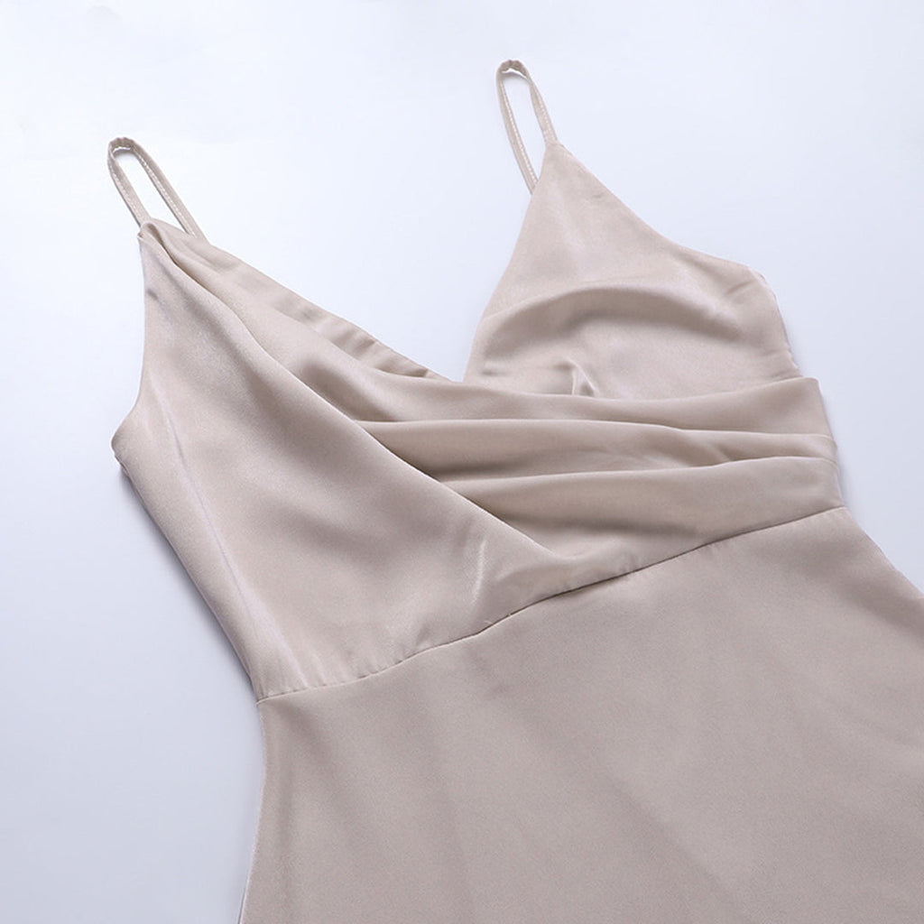Anouk | Draped Cowl Neck V-Neck Midi Dress