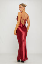 Francesca | Cowl Neck Satin Maxi Dress Evening Occasion