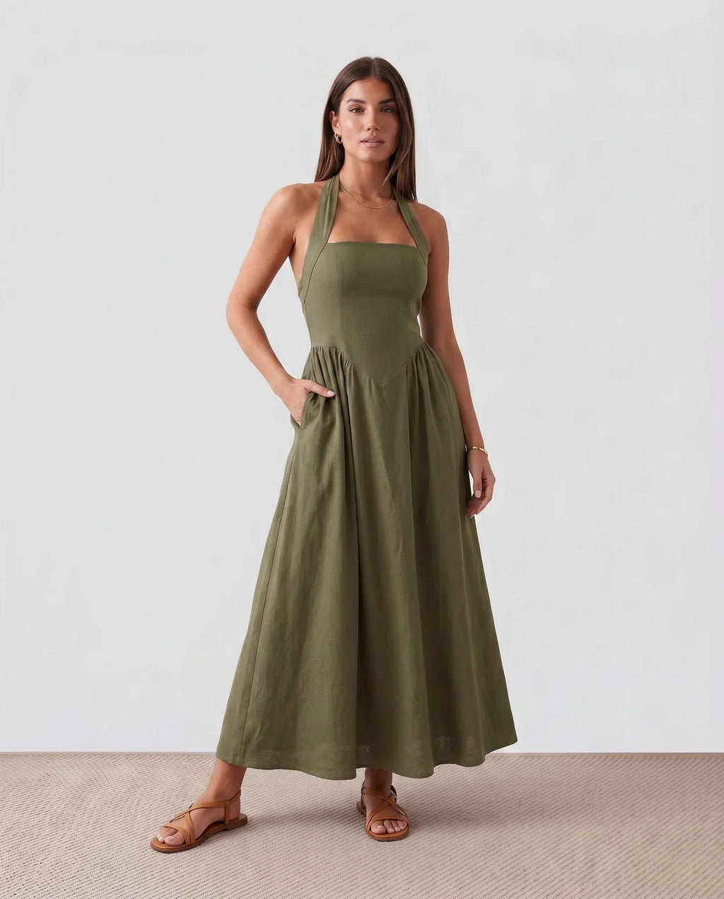 Beatrix | Corset Halter Bandage A-Line Maxi Evening Dress