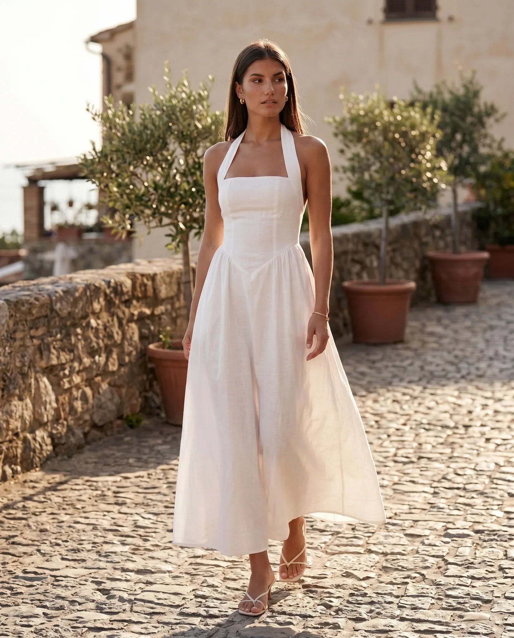 Beatrix | Corset Halter Bandage A-Line Maxi Evening Dress