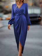 Edith | Elegant Satin House Dress With Long Sleeves