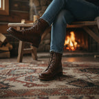 Philippa | Black Brown Leather Lace-Up Chelsea Combat Boots