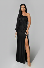 Lucienne | Alemais One Shoulder Satin Maxi Dress