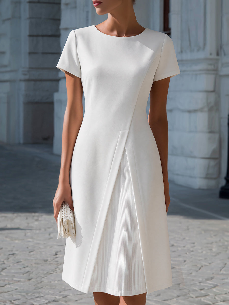 Zara | Women Pleated A-Line Short Sleeve Dress Smart Casual