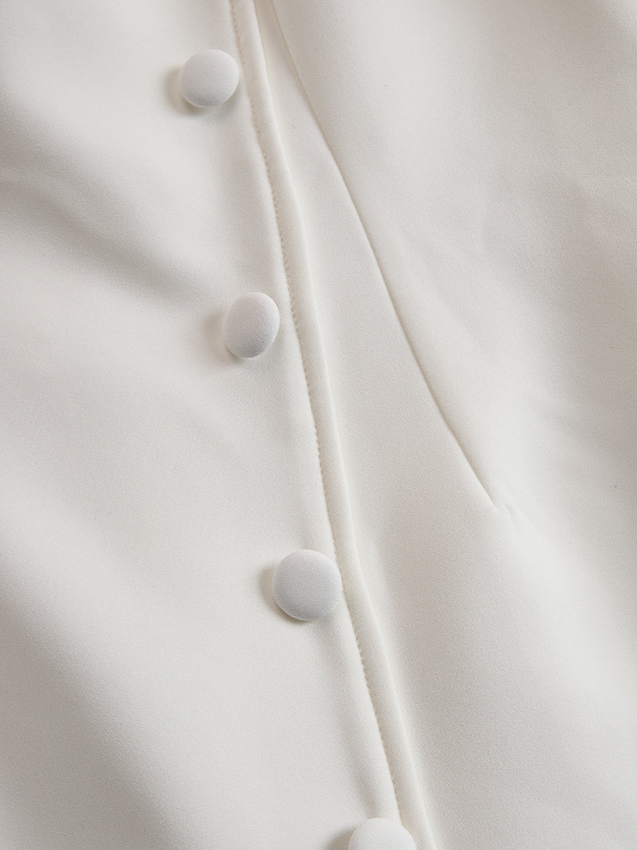Eulalie | Buttoned Dress Coat Wedding Guest White Tailored
