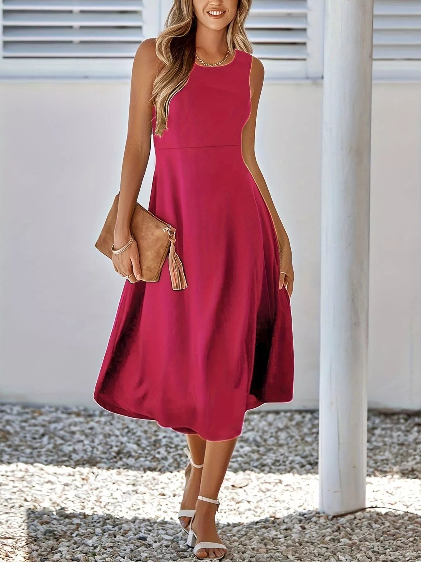 Verena | Long Sleeve Midi Dress In Timeless A-Line Silhouette