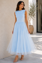 Romilly | Draped Sleeveless Midi Dress for Occasions