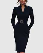 Valentina | Velvet Sequin Cocktail Midi Dress — Black