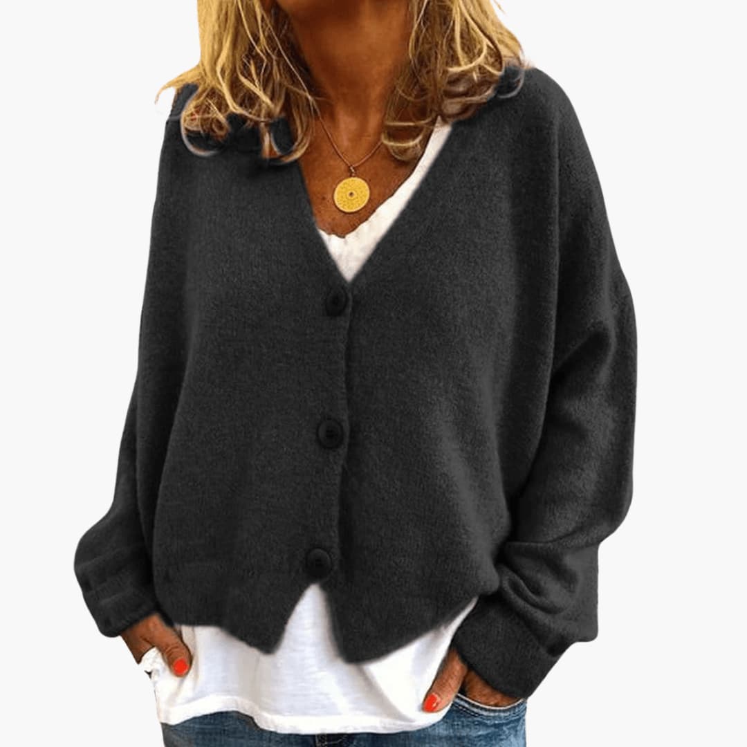 Ingrid | Womens Knit Cardigan Top With Button Front Relaxed Fit