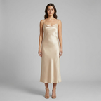 Aurelia | Womens Cowl Neck Slip Dress Midi Evening Formal