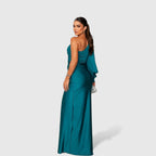 Vivienne | Long Sleeve Satin Maxi Dress Wedding Guest Evening