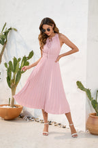 Celestine | Pleated Halter Neck Dress For Evening Occasions