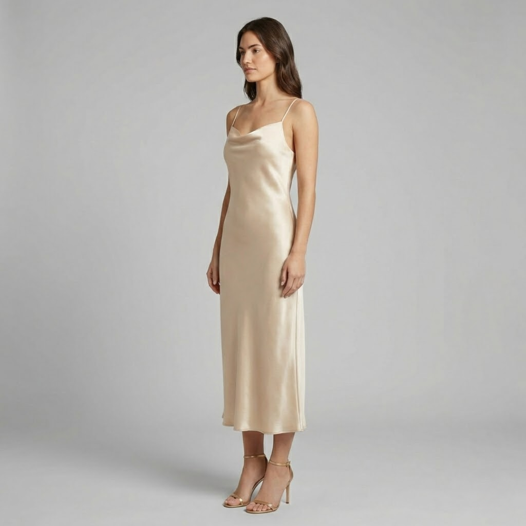 Aurelia | Womens Cowl Neck Slip Dress Midi Evening Formal