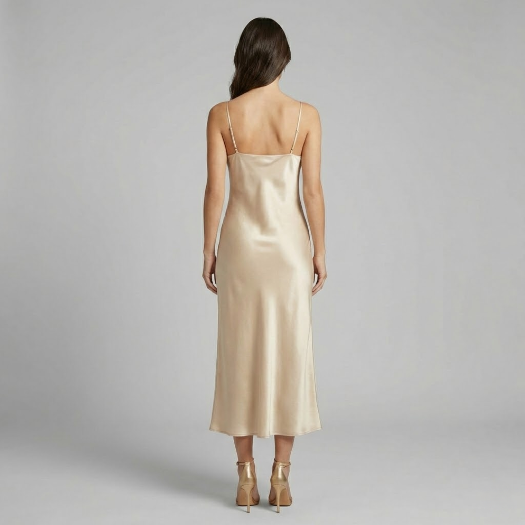 Aurelia | Womens Cowl Neck Slip Dress Midi Evening Formal