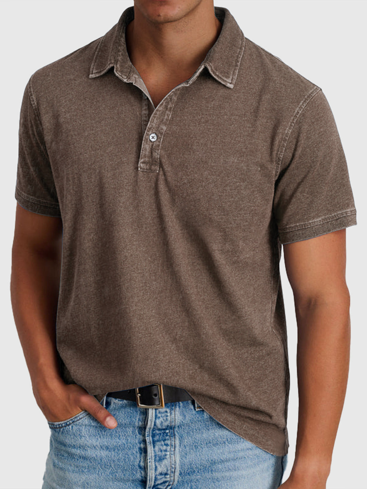 Emile | Men's Denim Short Sleeve Cotton Polo Shirt