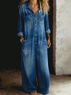 Juliette | Women Long Sleeve Wide Leg Casual Jumpsuit