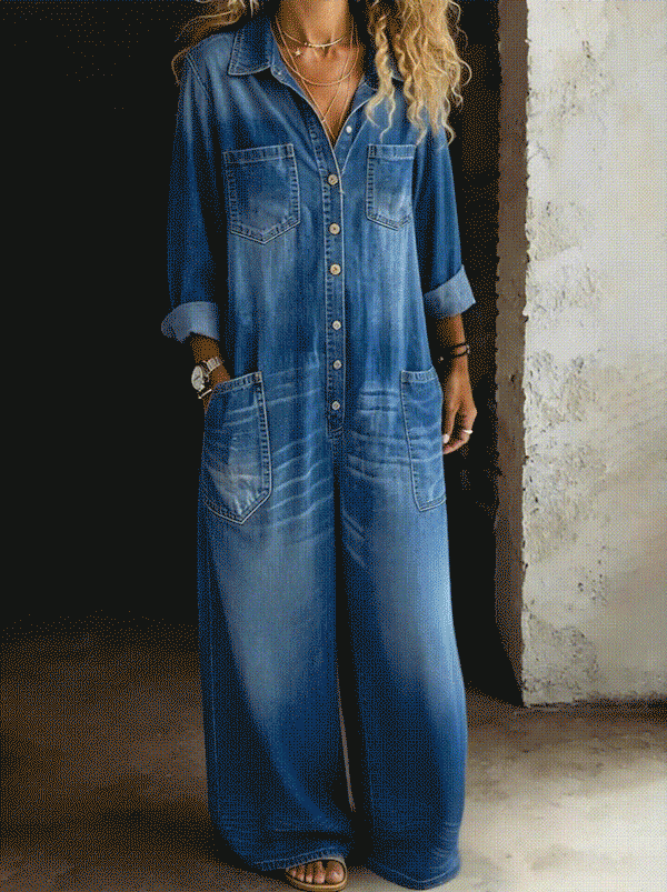 Juliette | Women Long Sleeve Wide Leg Casual Jumpsuit
