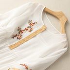 Mathilde | Embroidered Linen House Dress Midi