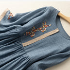 Mathilde | Embroidered Linen House Dress Midi