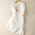 Mathilde | Embroidered Linen House Dress Midi